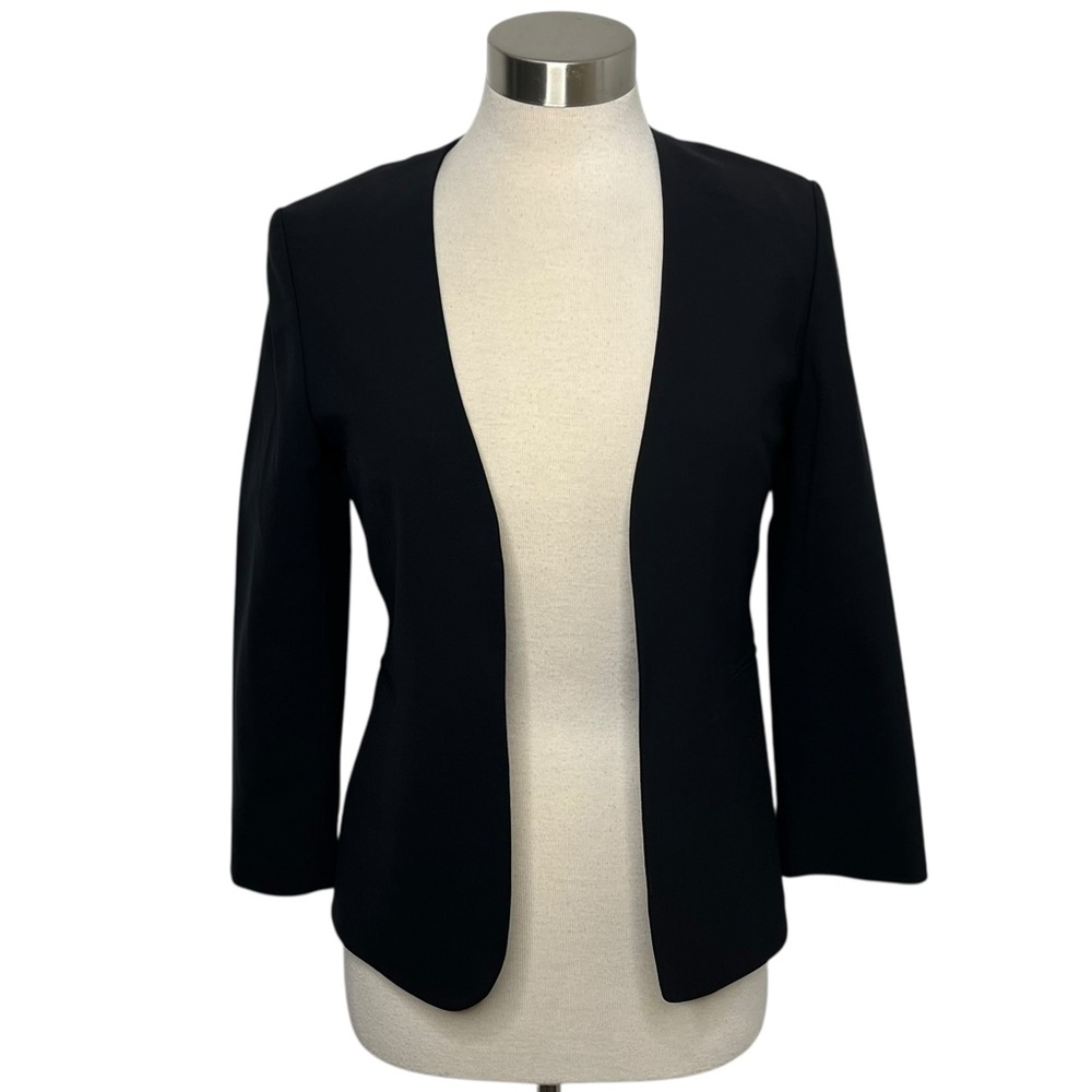 THEORY Lapeless open‎ 3/4 length sleeve light wool, open front blazer size 4